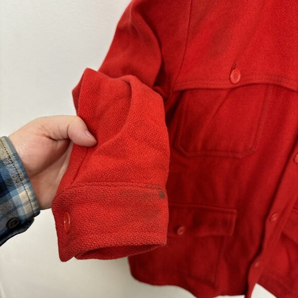 Vintage 60s Pioneer Men M/L Wool Red Hunting Shacket Jacket Cruiser Mackinaw - Picture 2 of 9